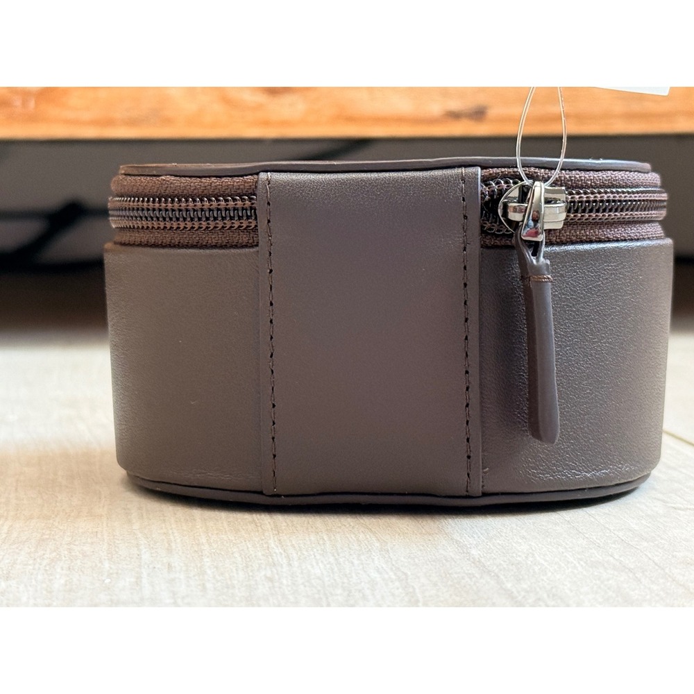 NWOT Tumi 4.25" Leather Zip Around Travel Single Watch Case Roll Box Dark Brown - Picture 3 of 7